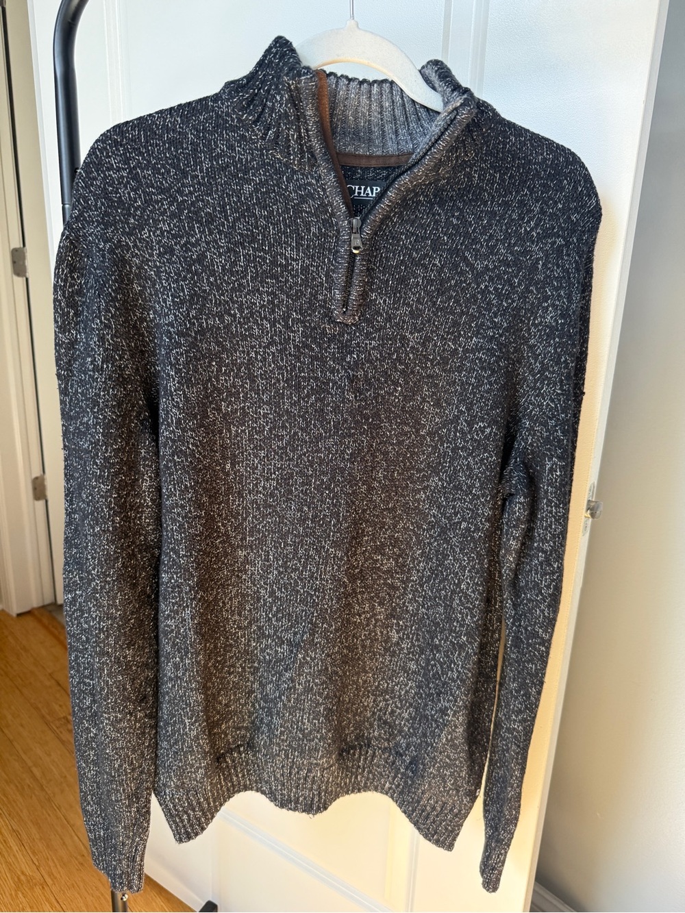 Chaps Large Marled Knit Quarter Zip (Heather Grey)